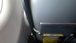 Public airplane blowjob with a cum swallowing teen