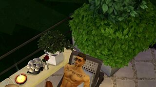This hot sims 4 threesome features a slut and two muscle studs in summer heat