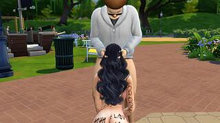 in the public outdoor game, the slut gets exposed and wild