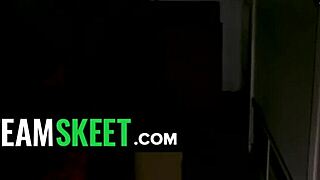 what's behind this creepy encounter with redhead myra moans in pov doggystyle?