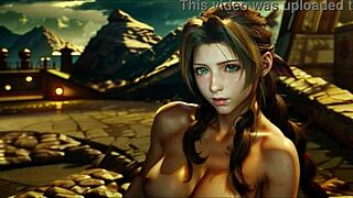 Hentai featuring Aerith from Final Fantasy VII with facial cumshot