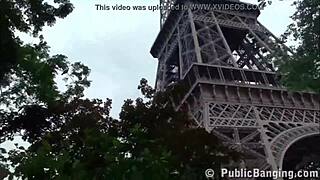 Extreme Public Sex Under Eiffel Tower: Risky Threesome Orgy