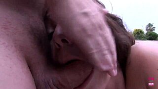 Gorgeous brunette bombshell with massive tits and ass gets fucked outdoors and gives awesome blowjobs