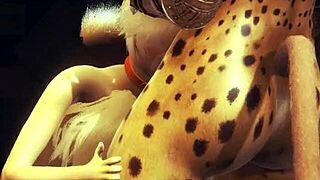 Young fox gets creampied by two big cock futanari