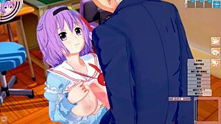 Satori from Touhou Gets Big Tits Rubbed in 3D Hentai!