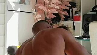 Big-chested blonde gets her throat fucked hard while riding