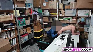 Shoplifting Cutie Caught And Helpless In Hardcore Office Blowjob