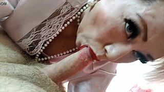 Aimee, hot milf, sucks cock on wedding anniversary! Wow!