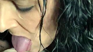 Beautiful woman gives great blow job with much passion