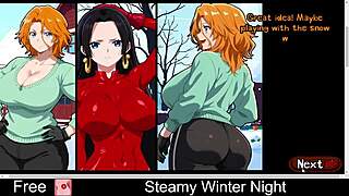 Mature Cartoon Anime In Snowy Winter Setting
