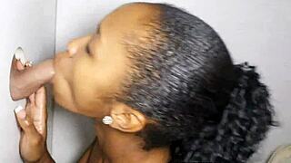 yo, check this small-tits ebony hottie blowing at glory hole