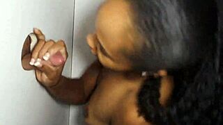 yo, check this small-tits ebony hottie blowing at glory hole