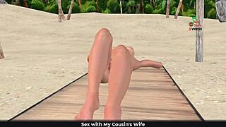 Cute girl in 3d cartoon, does she pose sexy on beach and shower?