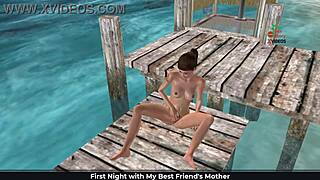 Animated 3D Cartoon Porn Video of Cute Girl Masturbating on Beach with Fingers and Banana