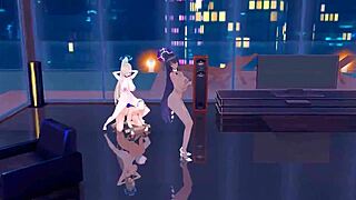 Asuna and Karin in hentai MMD action!