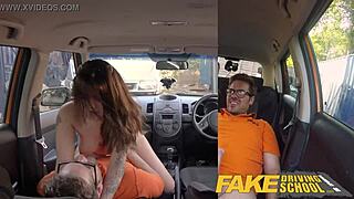 why is that spanish kitty cat riding cock in the backseat of a fake driving school car?