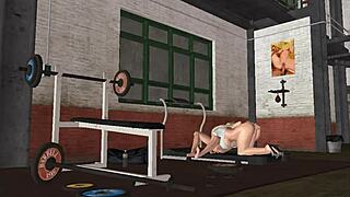 Fitness trainer bangs girl hard on treadmill