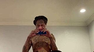 Masked tattooed guys run a train on me with handjobs and blowjobs in the orgy