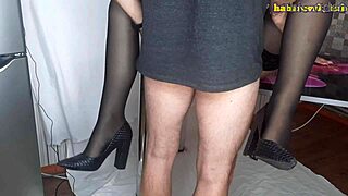 Hot wife seduced by best friend in stockings and dress