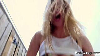 Blonde in torn fishnets bangs outdoor with big cock - oops, i mean group fun