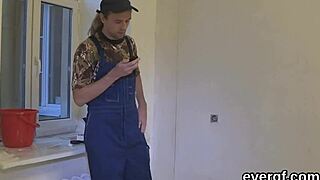 Skinny guy lets friend fuck his ex for cash