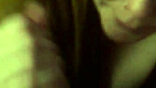 Intriguing redhead amateur in subtle ball licking and handjob session