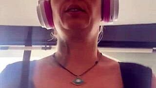 Blonde with Big Tits Runs at Gym, Breasts Bouncing Out, Getting Wet and Horny in Public