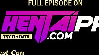 3D animated hentai with a blonde babe giving a pussy to link handjob