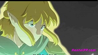 3D animated hentai with a blonde babe giving a pussy to link handjob