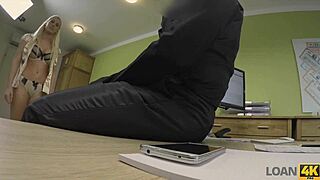 yo, this pervert guy pays cash to bang a busty blonde in the office! 💦