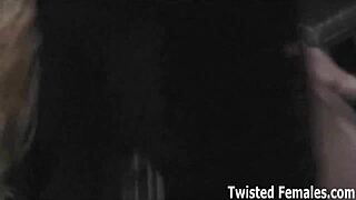 Bound lesbian takes punishment with toys in femdom bondage