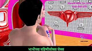 Beautiful couple in animated 3D cartoon enjoys emotional foreplay in Marathi audio sex story