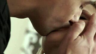 Eurobabe sucks cock before hard pussy pounding