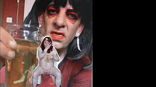 Bisexual sissy takes a risk with enema and pee