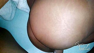 Ebony amateur with huge ass gets fat cock while listening to music