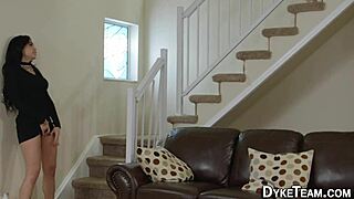 Latina lesbian scissoring with intense passion in bed