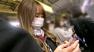 beautiful schoolgirl i-chan with a-cup tits gets creampie in uniform at shinjuku