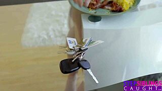 Kiley Jay Tries Outdoing Stepbro with Sloppy Kitchen Blowjob