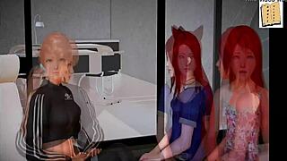 Small boobed girls in cartoon style adult game