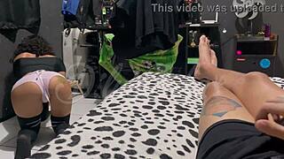 my naughty maid wanted some sex during the massage service, getting her pussy wet