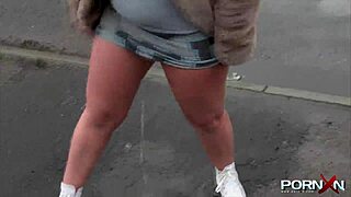 Public urination with a beautiful blonde adult film star