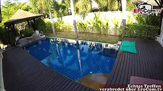 i fucked the skinny blonde tourist girlfriend in the pool for the first time during my german holiday.