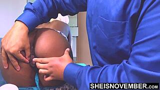 Shy black teen gets her clothes ripped and pussy pounded