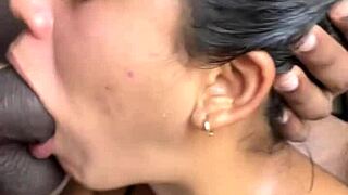 Hot wife sucks and licks big black cock hard