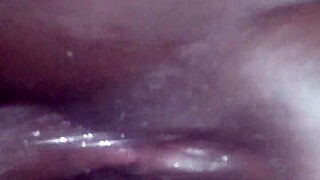 The ebony squirt queen shows her juicy pussy close up