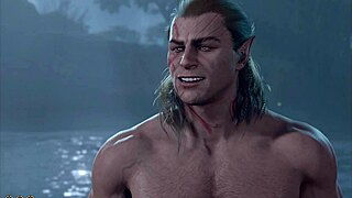 Baldur's Gate 3 naked playthrough Halsin romance gay sex scene no mods