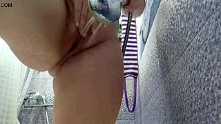 Butt Plug And Milf Play In The Shower