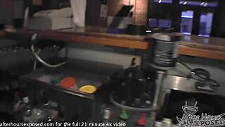 Bar scene turns wild with interracial blowjob and tit cumshot