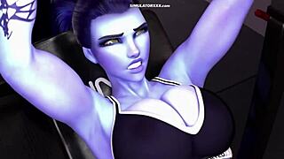 3D animated teen gives blow job to big cock at the gym