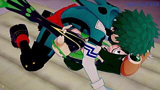 Intense threesome with Tsuyu, Mt. Lady, and Izuku